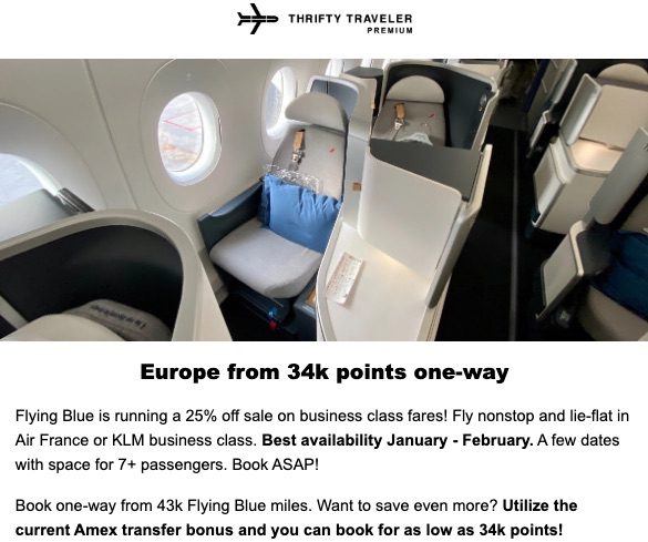 thrifty traveler premium deal flying blue promo rewards
