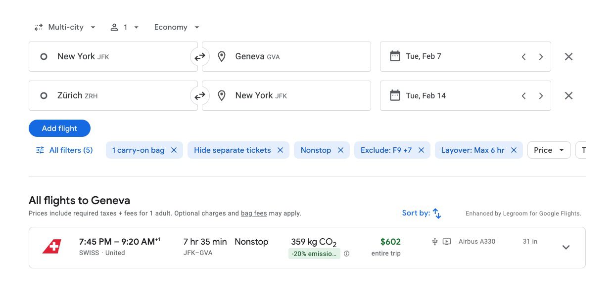 multi city trip google flights