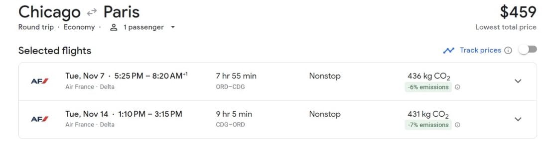 Chicago to Paris flight deal