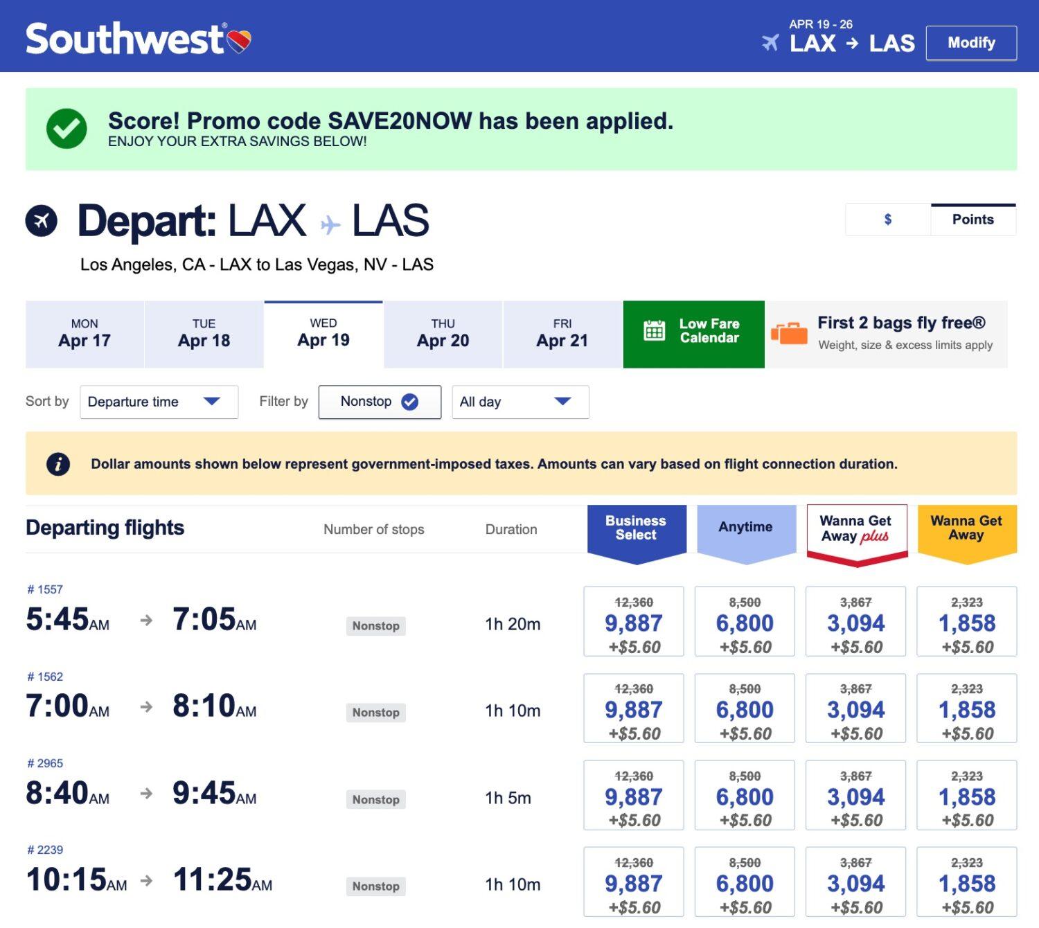 Southwest Award Sale 20 Off All Flights Booked with Points!