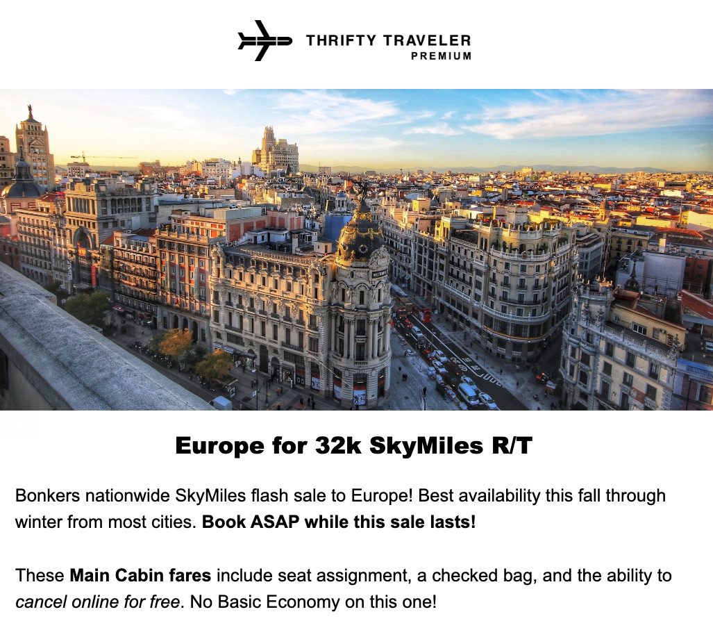 europe skymiles deal thrifty traveler