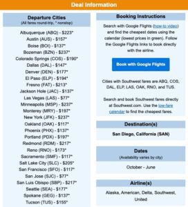 thrifty traveler premium deal to San Diego