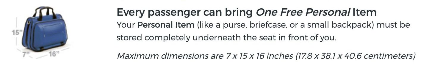 Allegiant cheap underseat dimensions