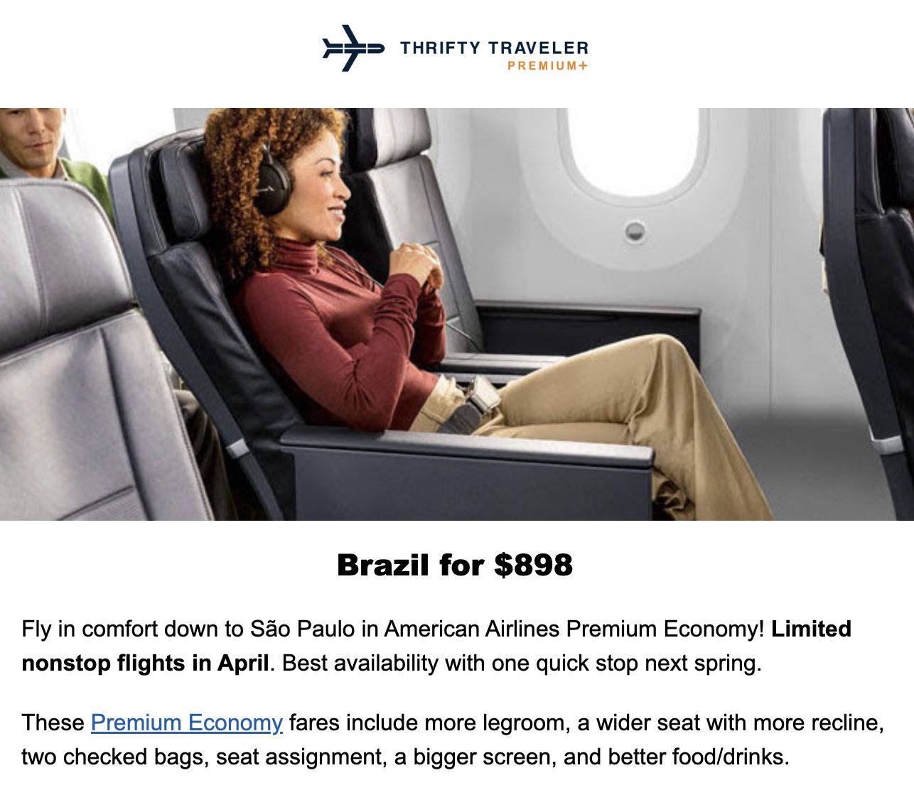 Premium Economy flight deal