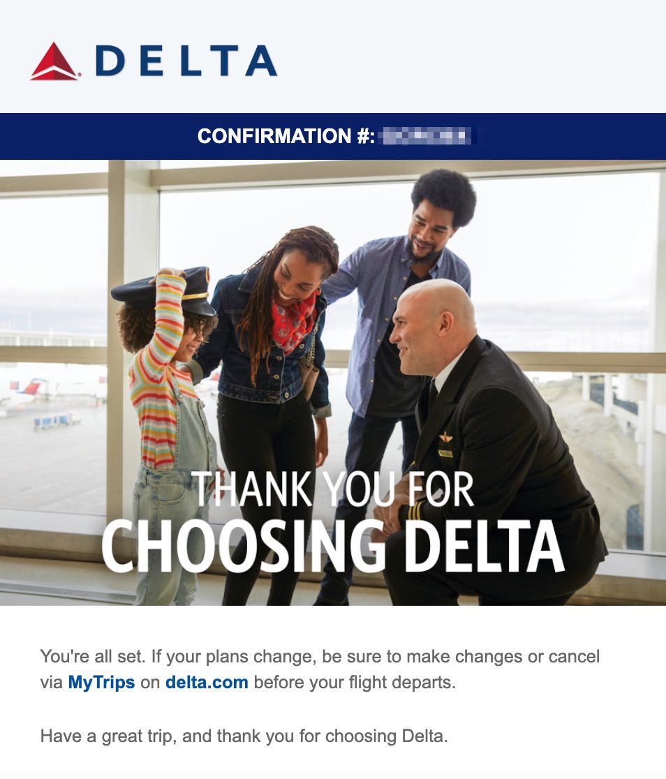 delta confirmation email ecredit