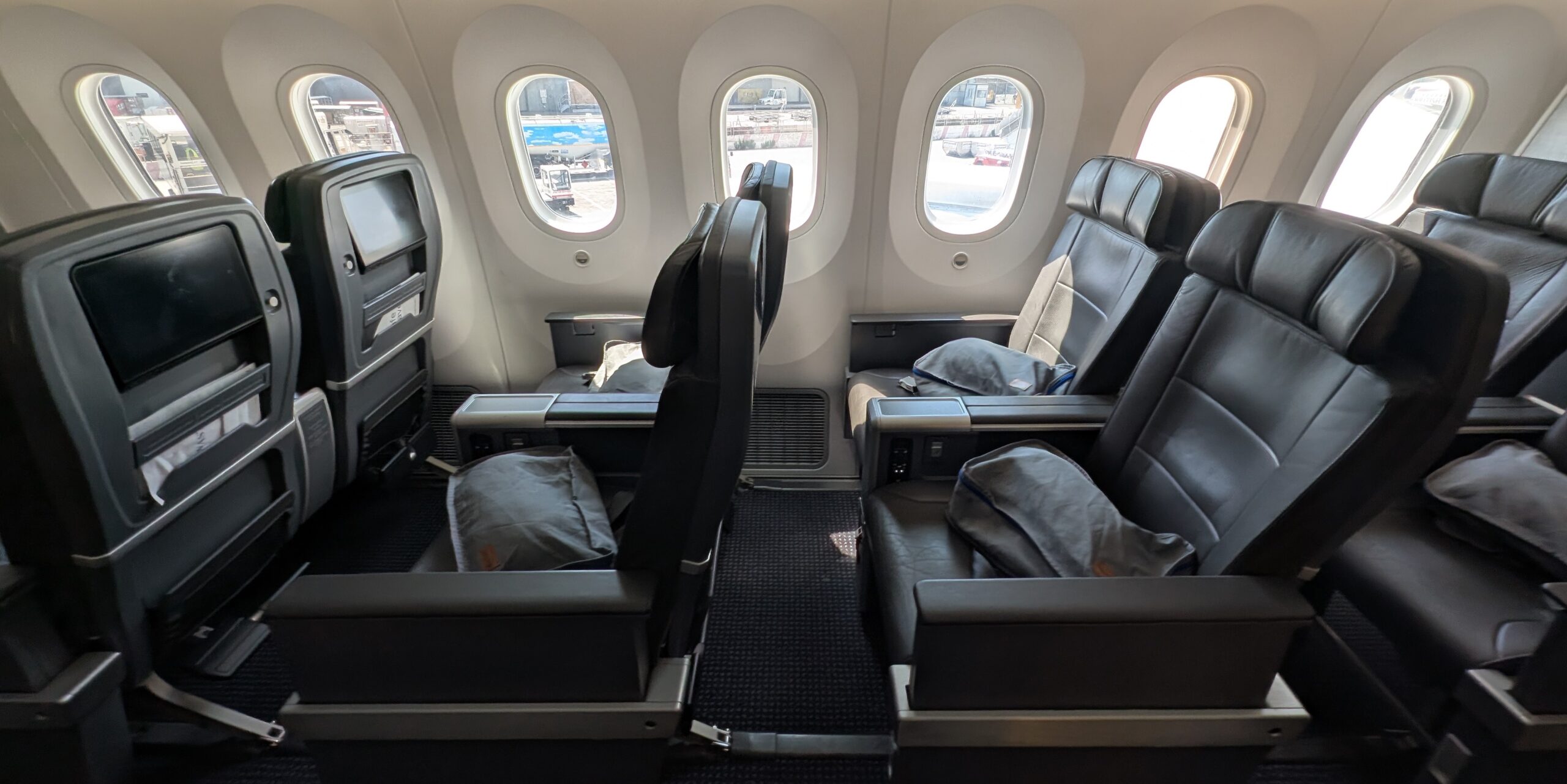 American Airlines Premium Economy seats and airplane windows