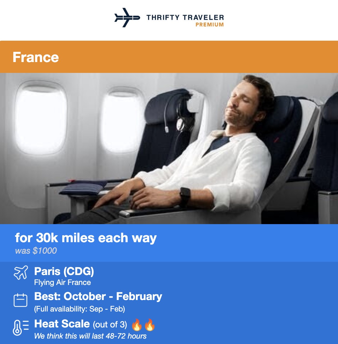 Air France premium economy to Paris