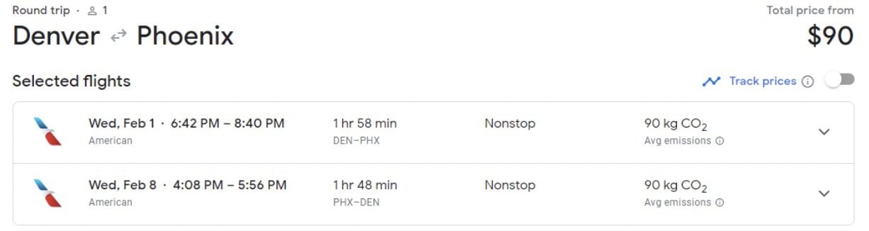 google flights pricing