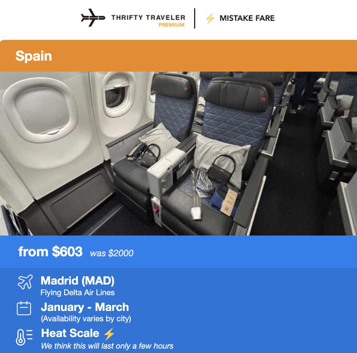 Delta Premium SElect mistake fare