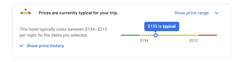 google hotels typical pricing graph