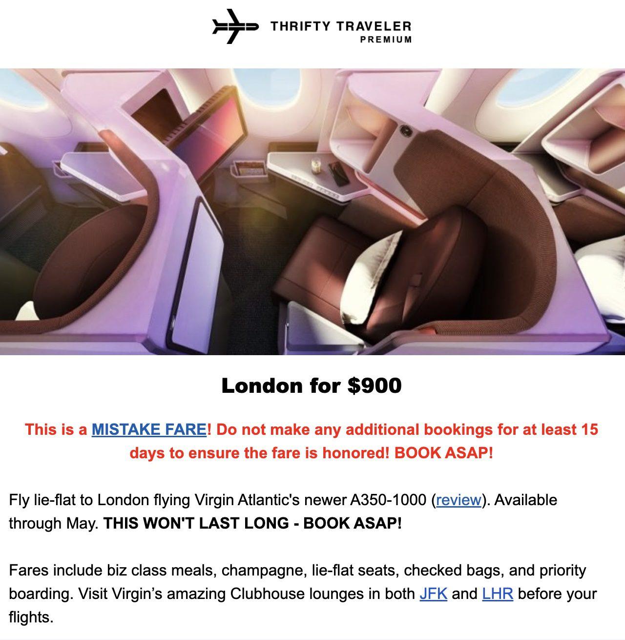 Business class flights to London