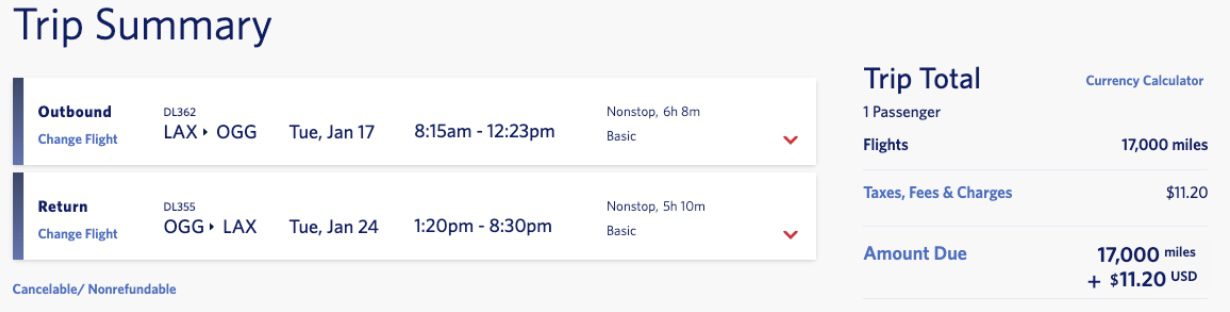 SkyMiles to Maui