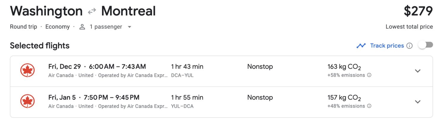 Montreal flight deal