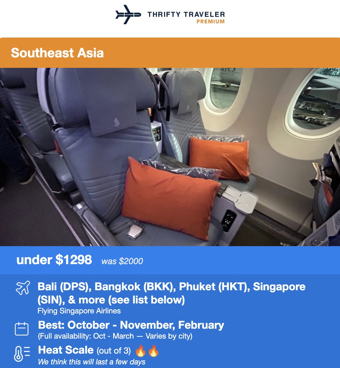 Singapore Airlines premium economy flight deal