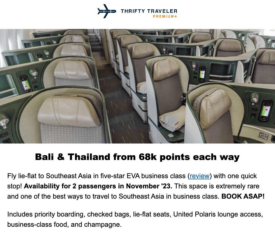 bali thailand business class deal