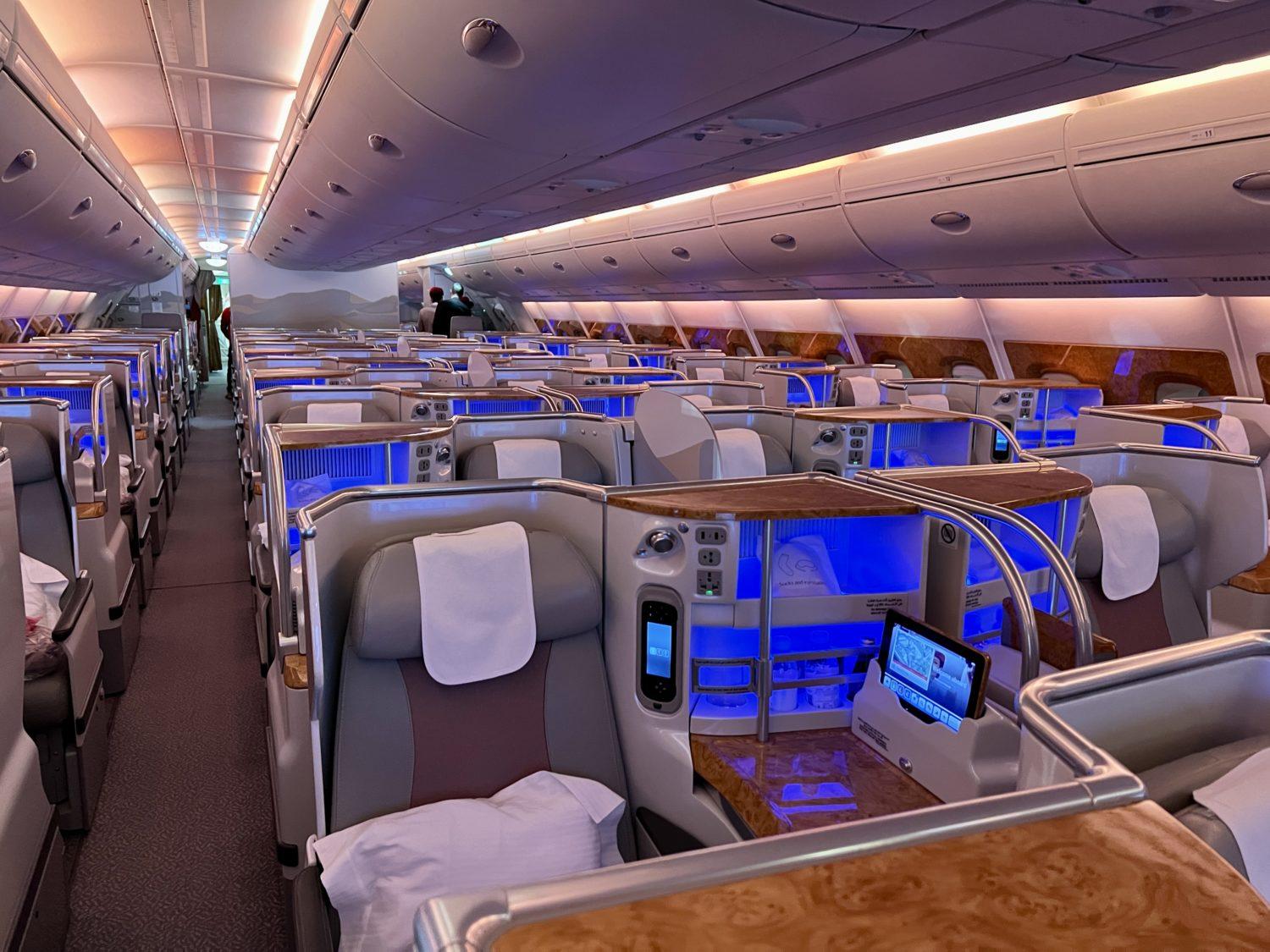 emirates business class cabin