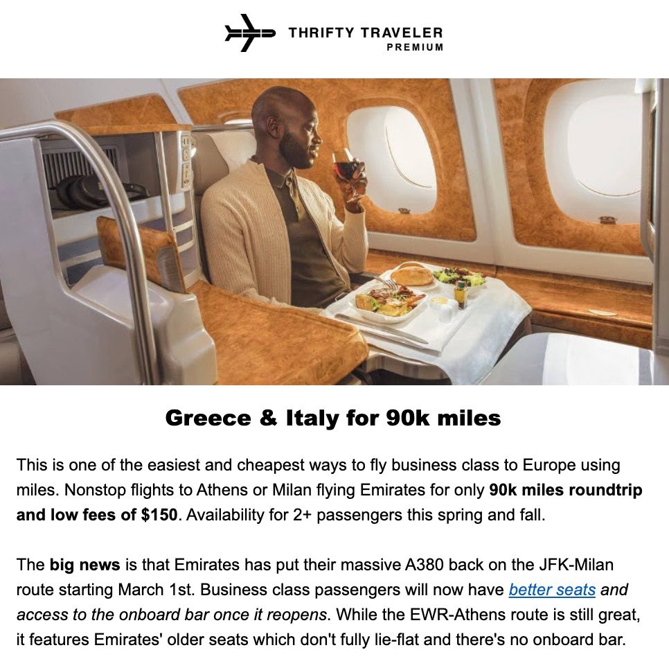 emirates business class deal