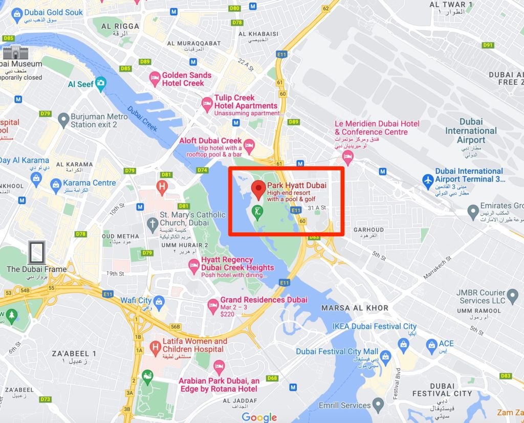 park hyatt dubai location in google maps