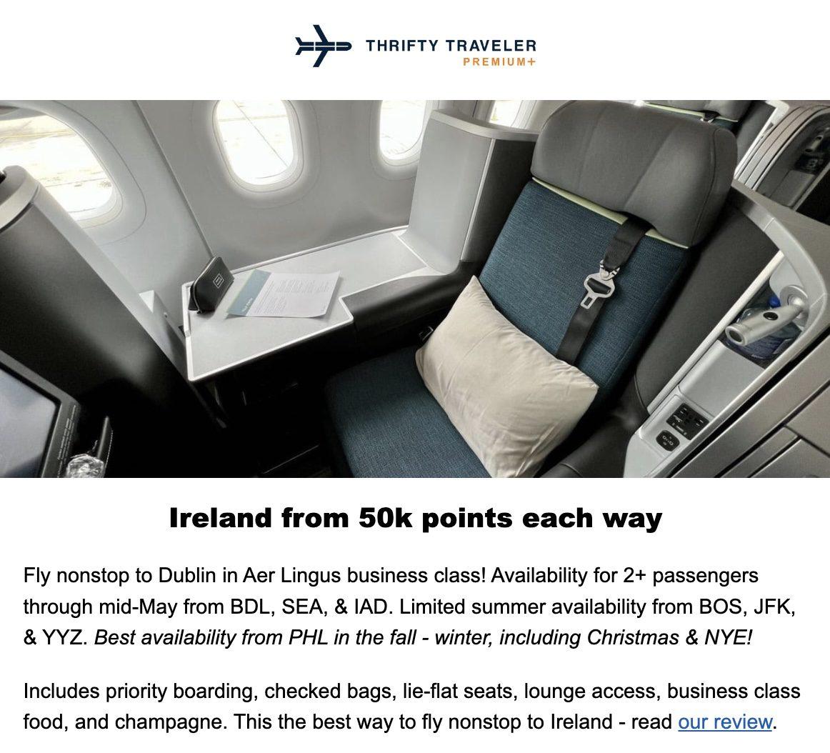 Aer Lingus business class flight deal