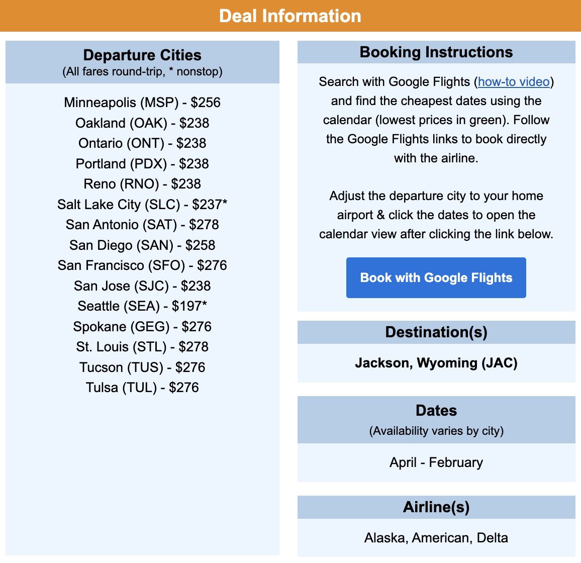 Jackson Hole flight deal