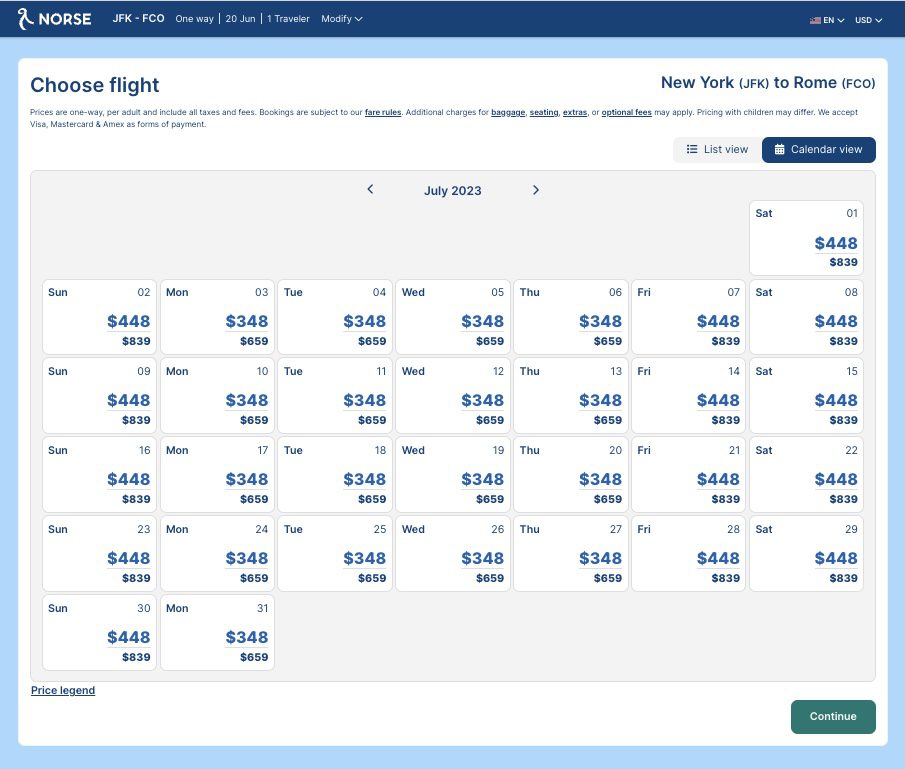 Norse Atlantic New York to Rome peak summer fares