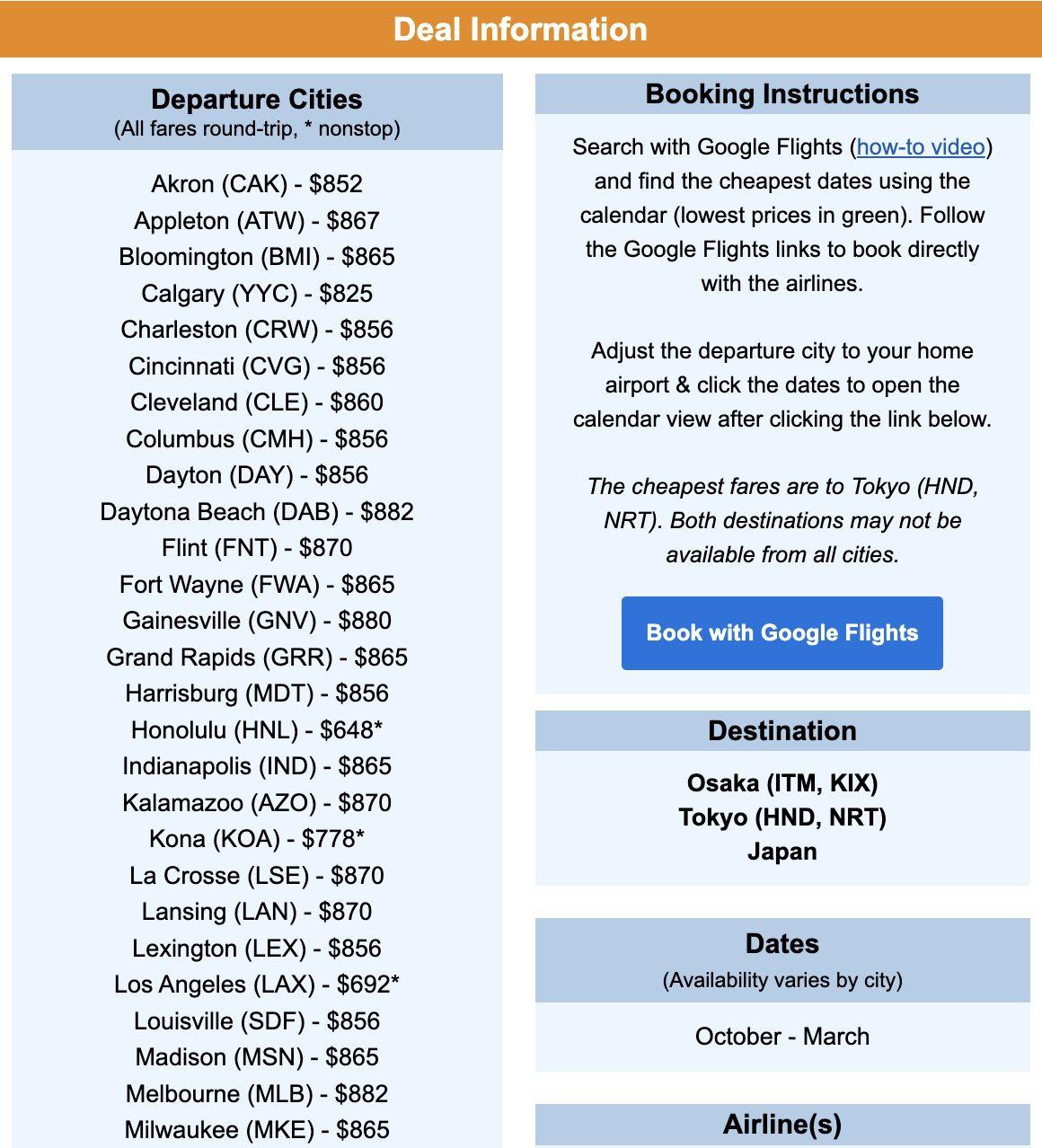 Cheap flights to Japan