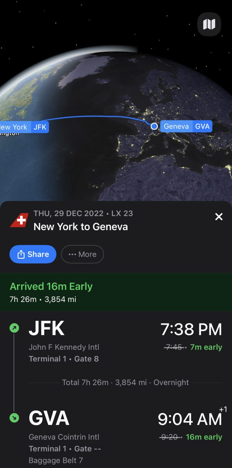 Flighty map and flight info