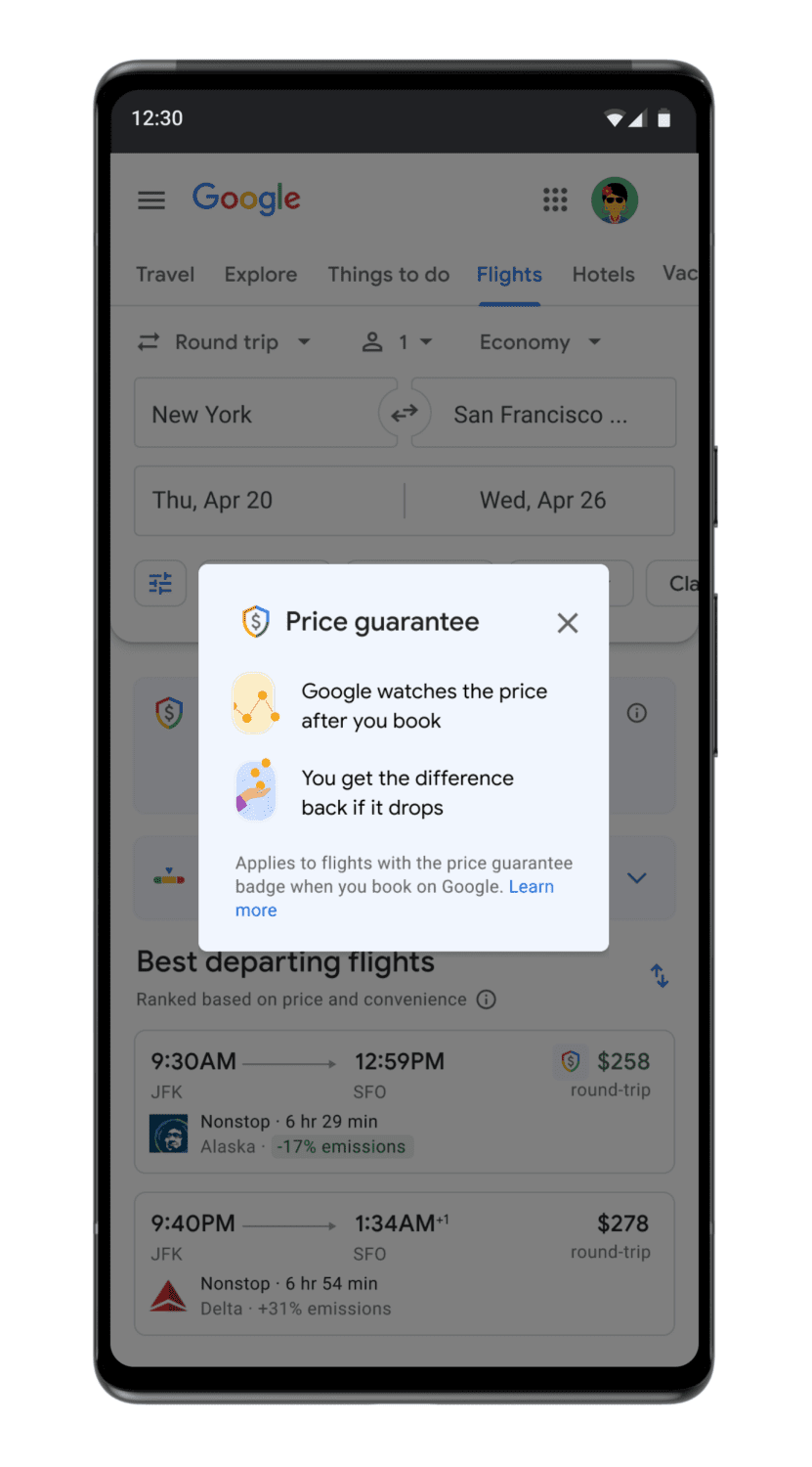 Google flight price guarantee