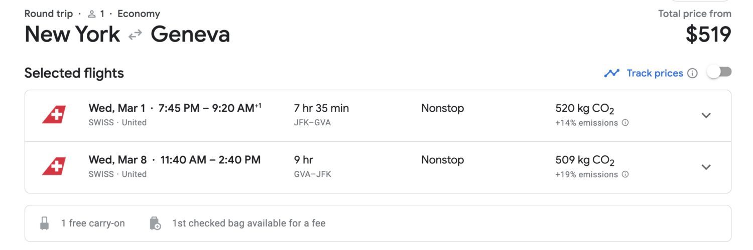 google flights price