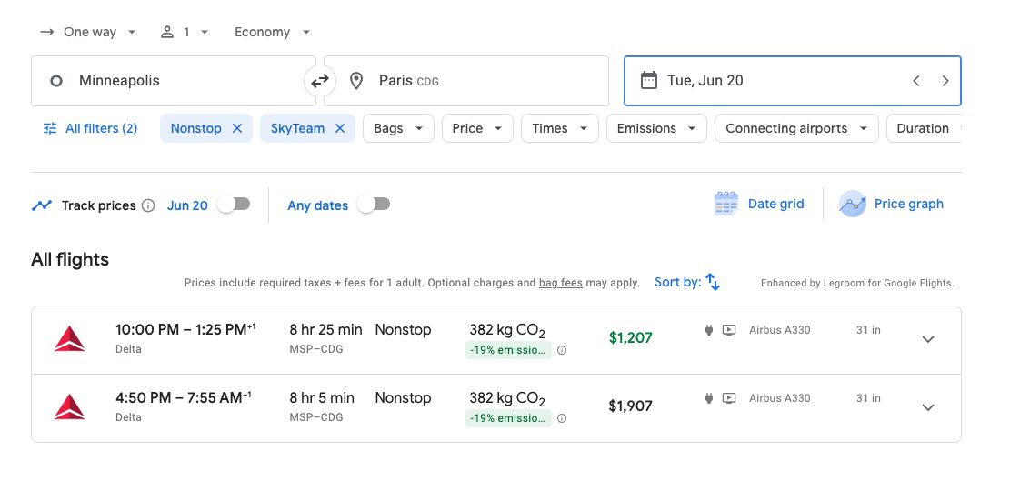 Google Flights Delta