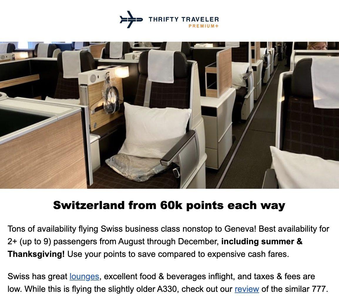 Swiss business class deal