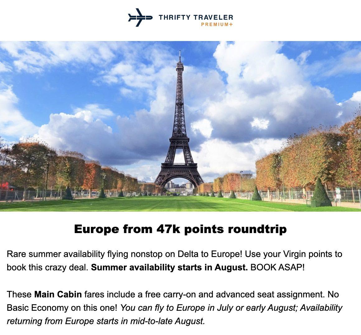 Virgin Atlantic flight deal to Europe