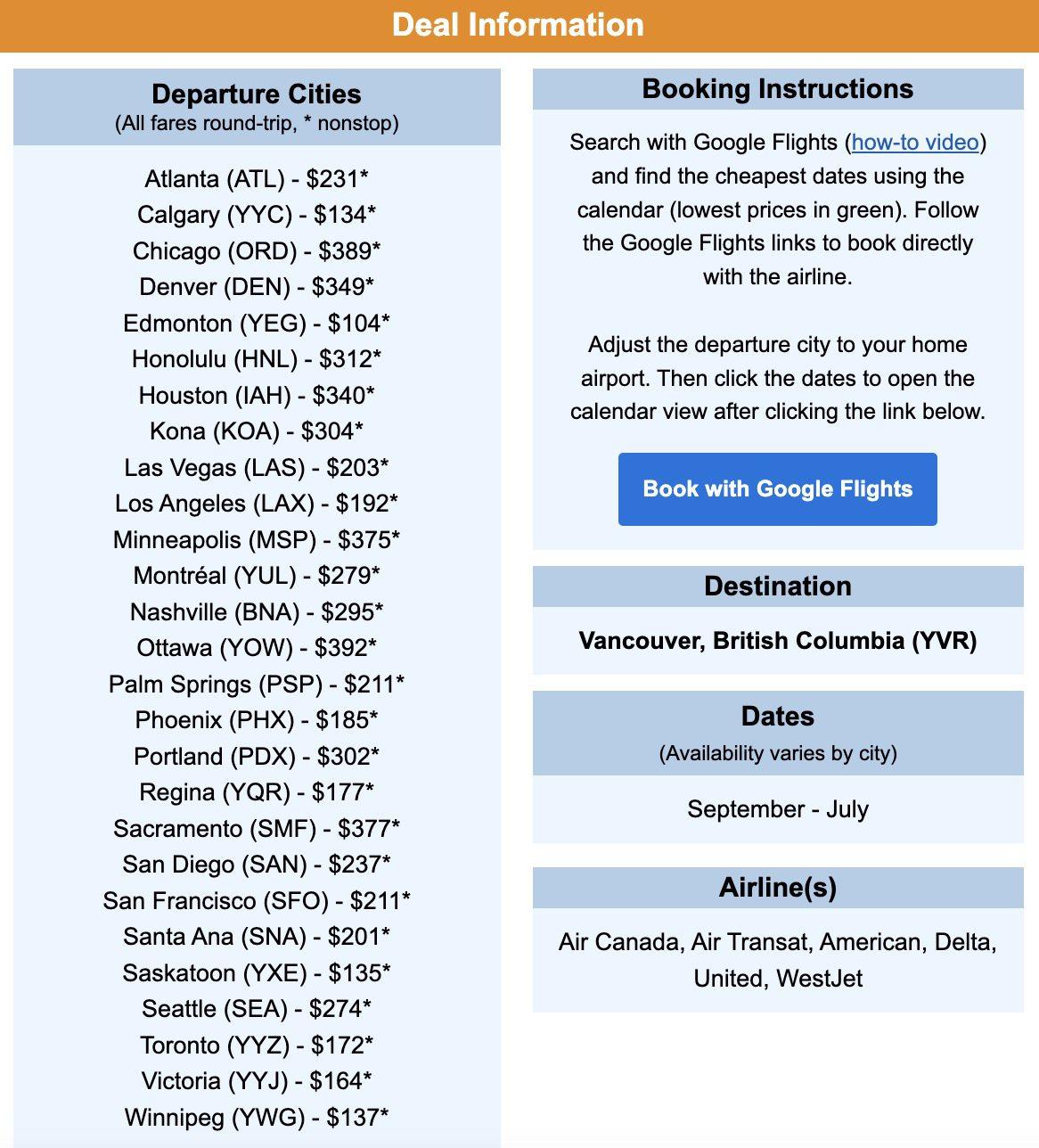 Whistler flight deal