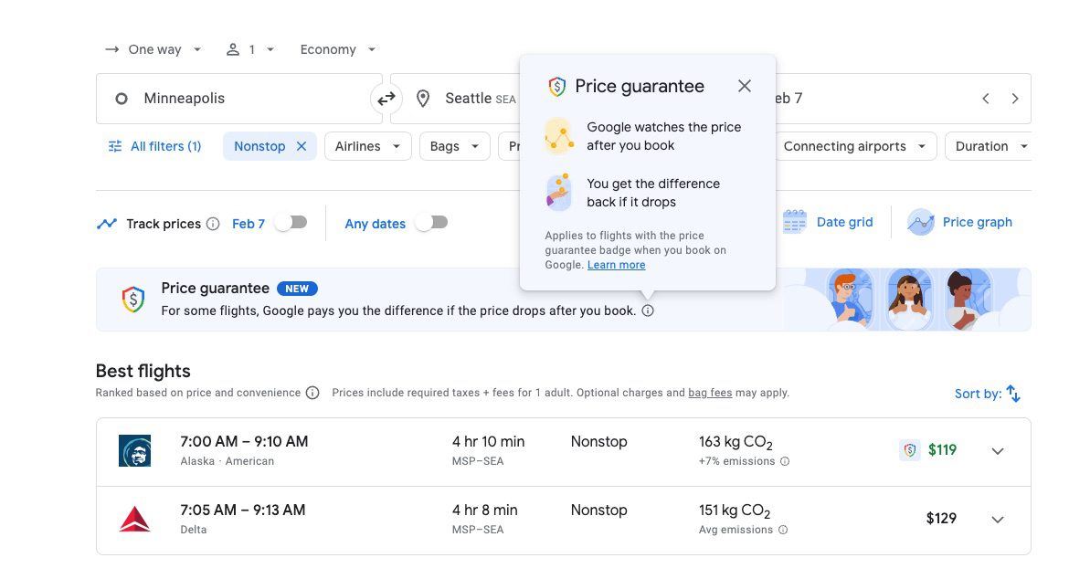 google flights price guarantee