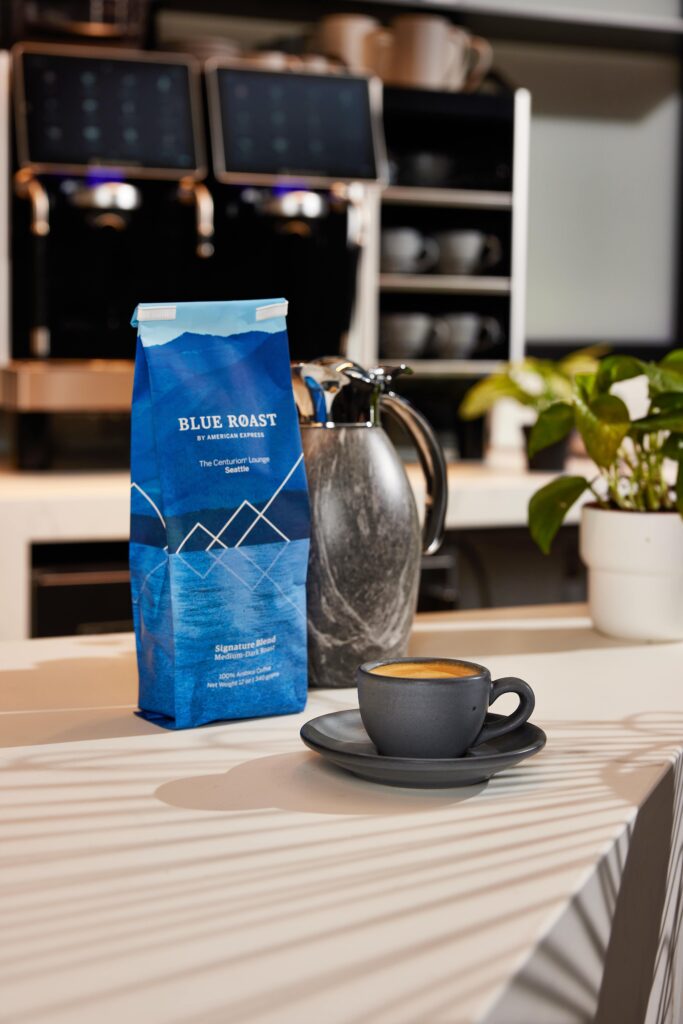 blue roast coffee bag from American Express