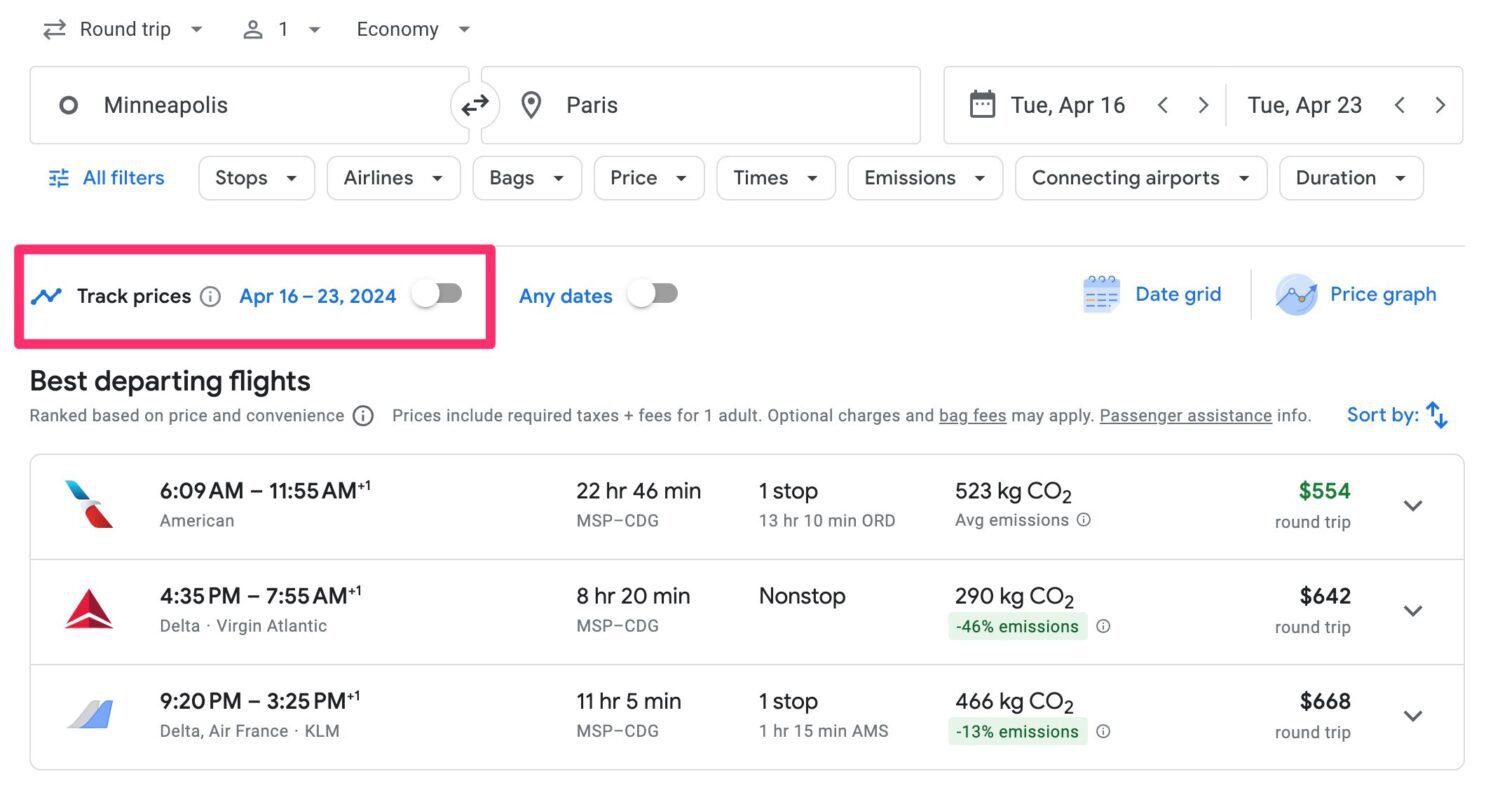 airline flight price tracker