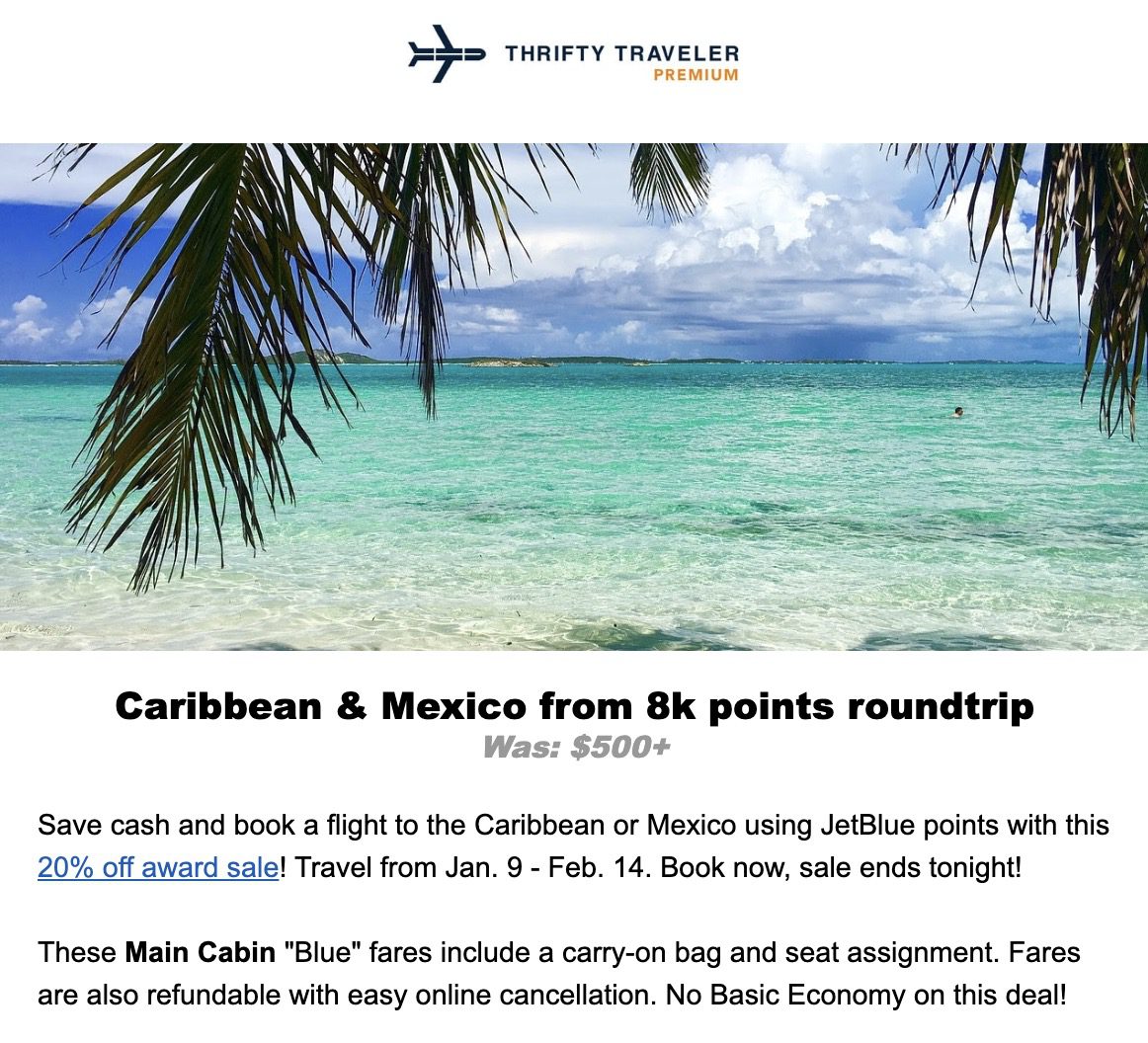 JetBlue points deal to the Caribbean