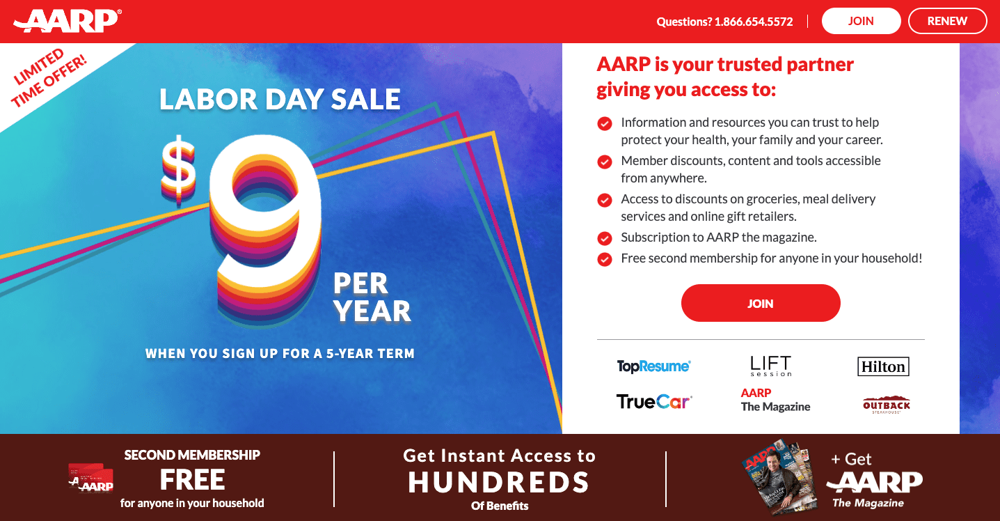 AARP Labor Day Sale