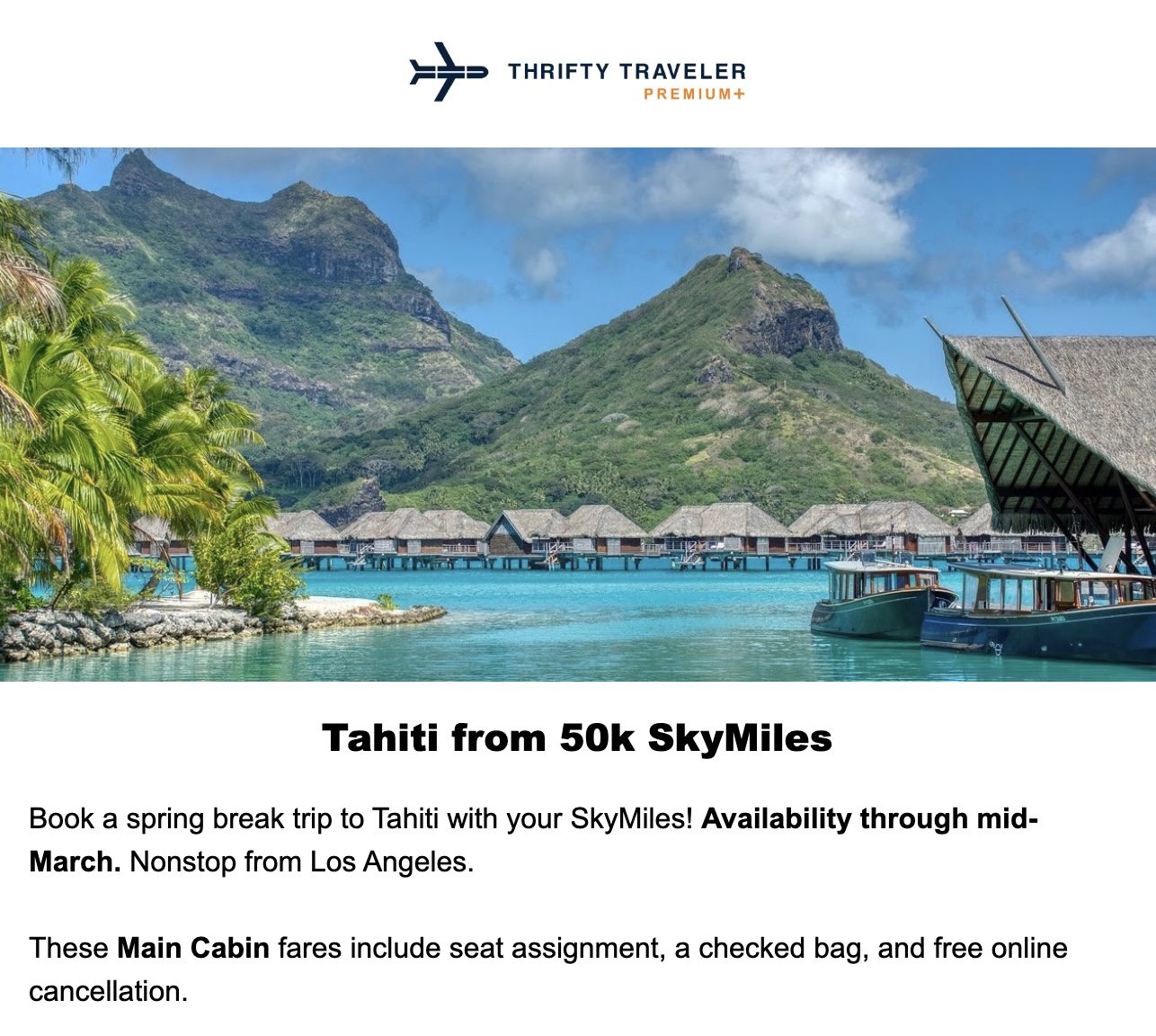 Delta SkyMiles flash sale to Tahiti