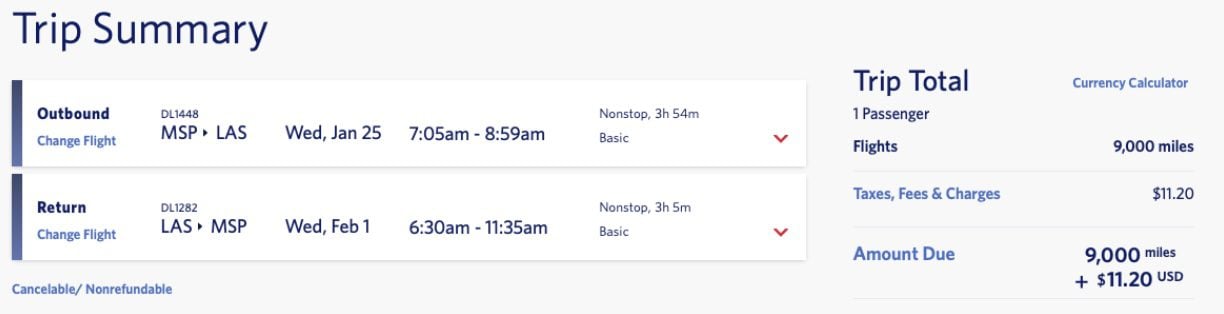 Delta SkyMiles flash sale to Vegas