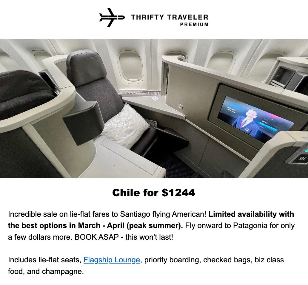 chile business class fare