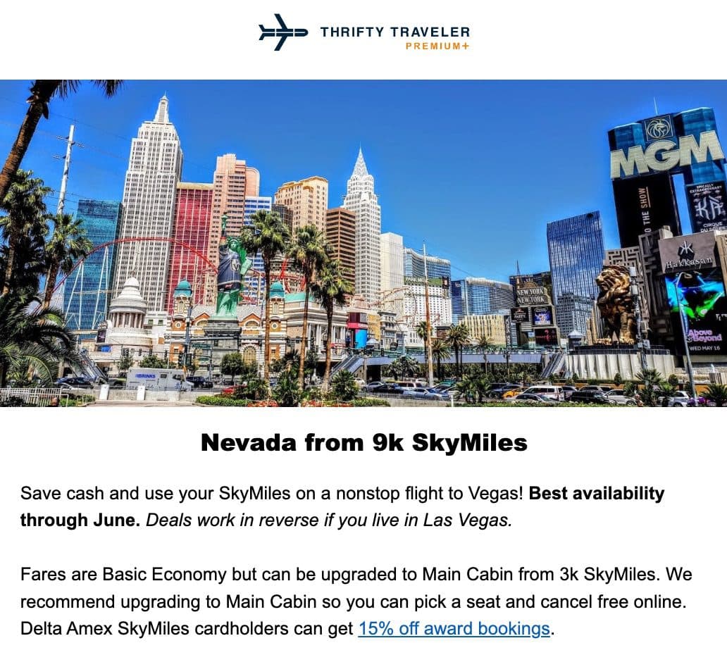 delta skymiles to las vegas