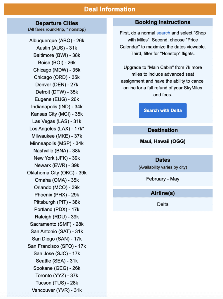 Delta SkyMiles flash sale to Hawaii