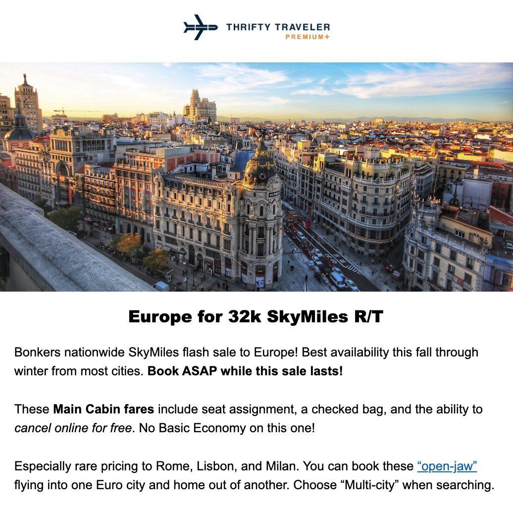 delta skymiles deal to europe