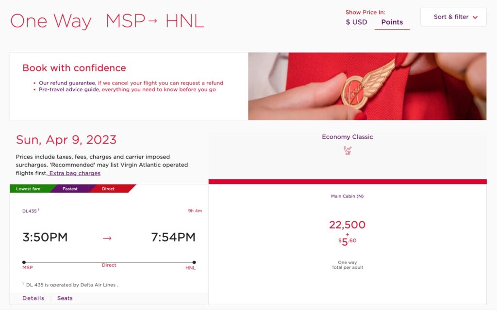 Virgin Atlantic Launches Great 'Reward Seat Checker' for Using Points