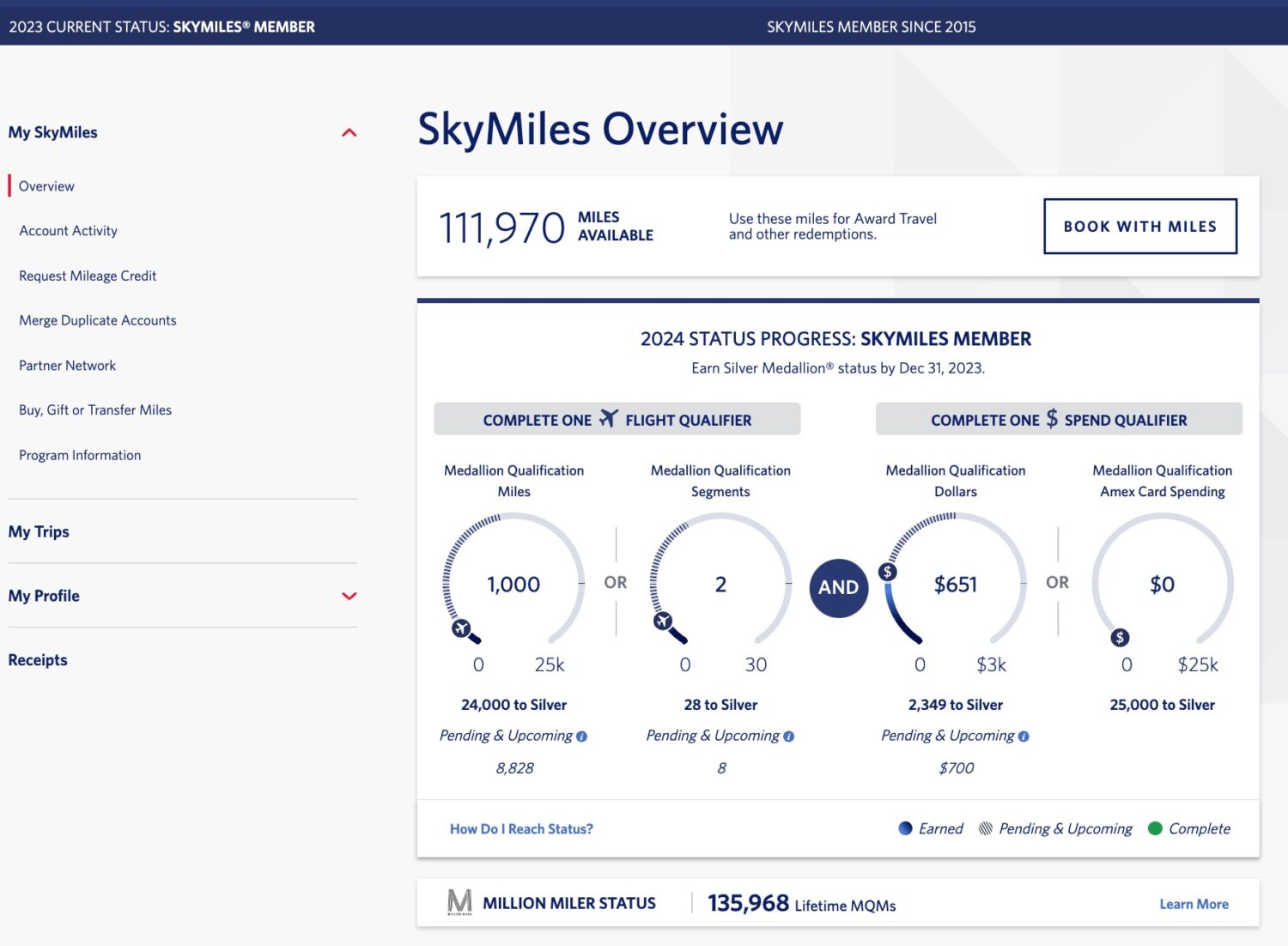 new delta skymiles dashboard