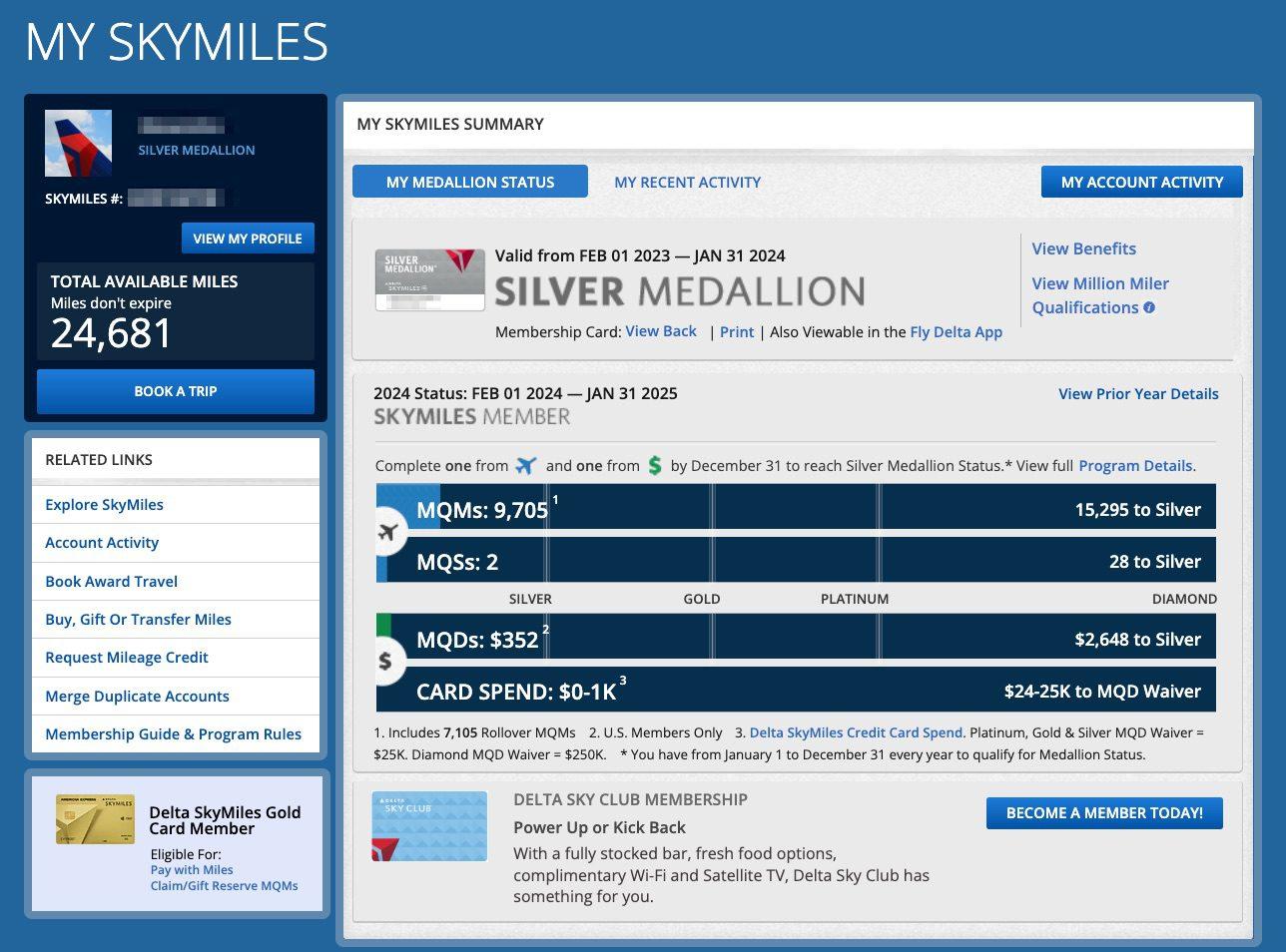 old delta skymiles dashboard