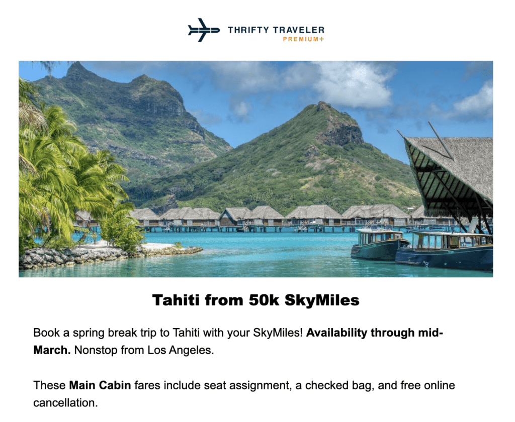 skymiles tahiti deal