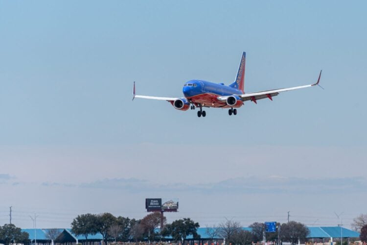 Southwest Airlines plane landing