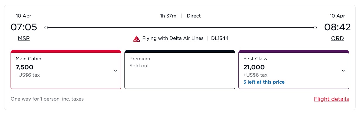virgin minneapolis to chicago redemption for 7,500 miles